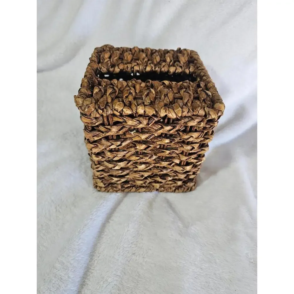 Woven Wicker Square Tissue Box Cover Brown 6